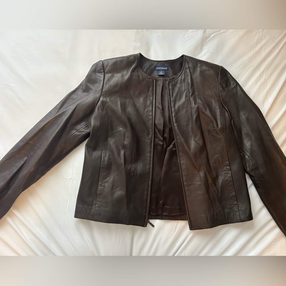 Ann Taylor Dark Brown Leather Jacket